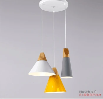

3 in 1 Nordic style Aluminum pendant Chandelier Restaurant multicolor Modern simple Bar kids room indoor Wood hanging lighting