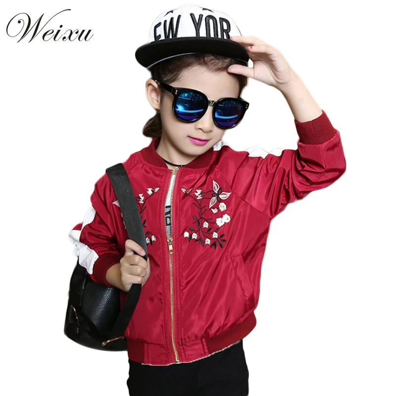 

Girls Trench Jackets Coats Spring Autumn Children's Embroidery Bomber Jacket Kids Girl Softshell Windbreaker Outerwear Clothes