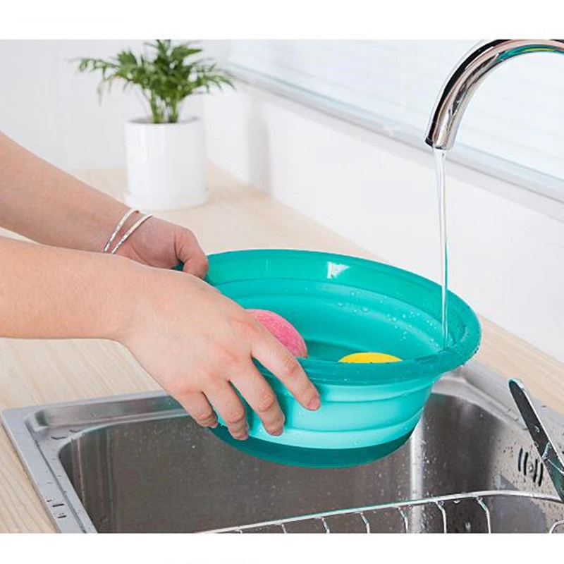 

Folding Basin Kitchen Fruits Washing Basin Storage Kitchen Organizer Picnic Trip Bucket Washbasin Portable Water Bowl Washtub