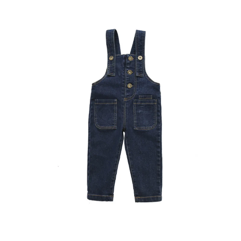 Одежда для мальчиков; джинсовые комбинезоны; коллекция года; Модный осенний детский однотонный хлопковый комбинезон; Повседневные детские комбинезоны для девочек; детские штаны; 3ov007 - Цвет: Drak Blue