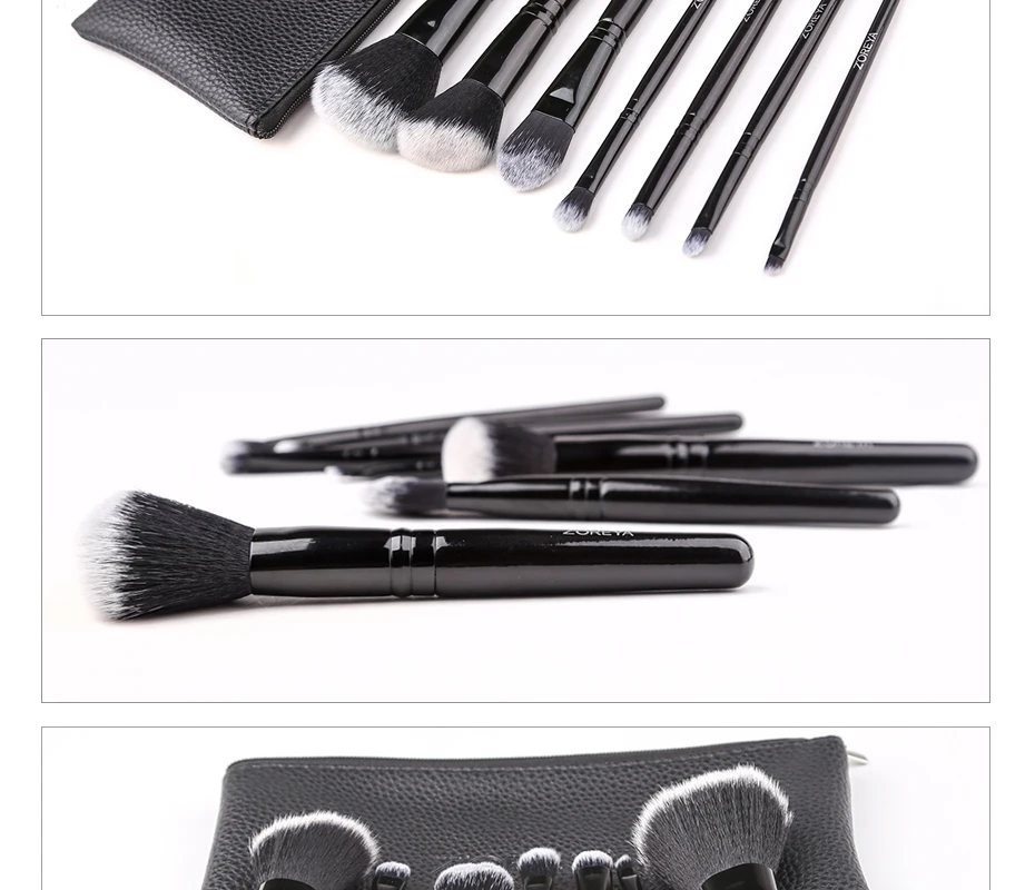 Sombra para os Olhos Conjunto de Cosméticos Zoreya Marca Preto Angulado Blush Crueldade Livre Maquiagem Escovas Confortável Sintético pó Corretivo 7 Pçs 11 Beleza e saúde