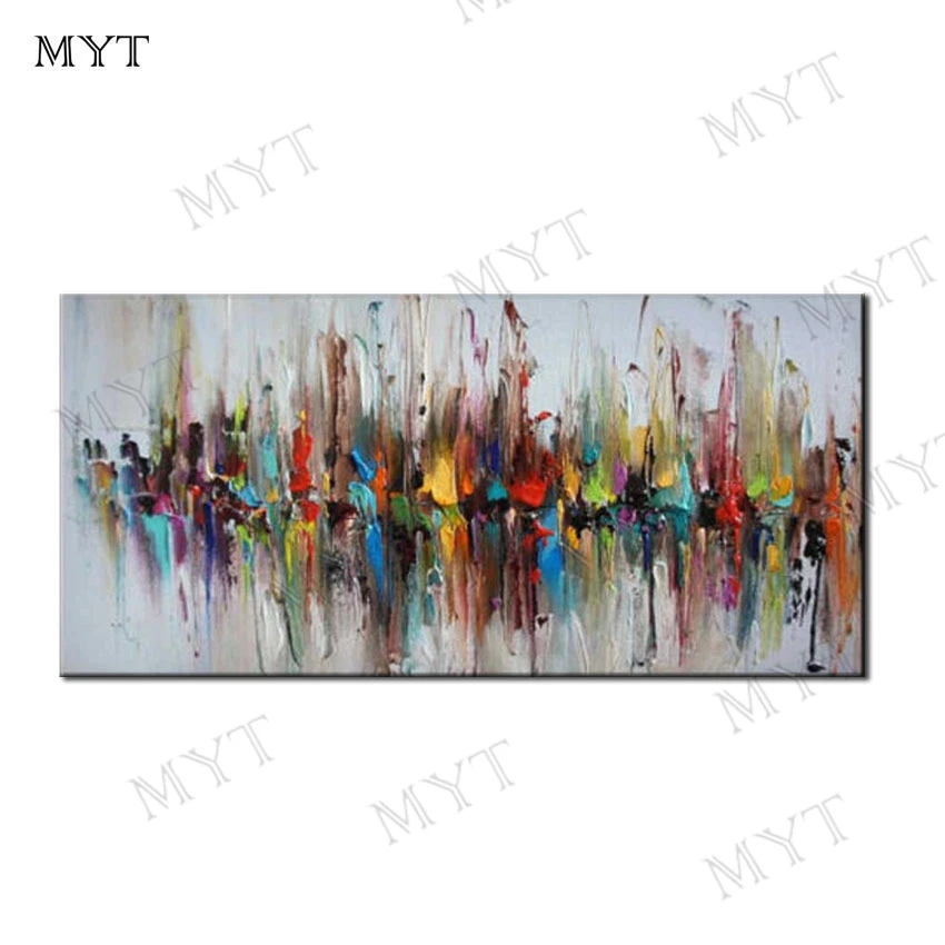 

MYT Free Ship Picture Hand Painted Modern Abstract Palette Knife Oil Painting On Canvas Wall Art For Living Room Office Painting