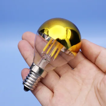 

20pcs Golden G45 4w 100V 110V 220V LED bulbs light lamps Filament Bulb Mirror Half Chrome Globe E12 E14 E26 E27 bedroom Vintage