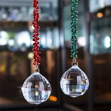 H&D 40mm Hanging Crystal Ball Prisms Pendant Chandelier Rainbow Crystal Suncatcher Ornaments Collection Christmas Decor,Set of 2