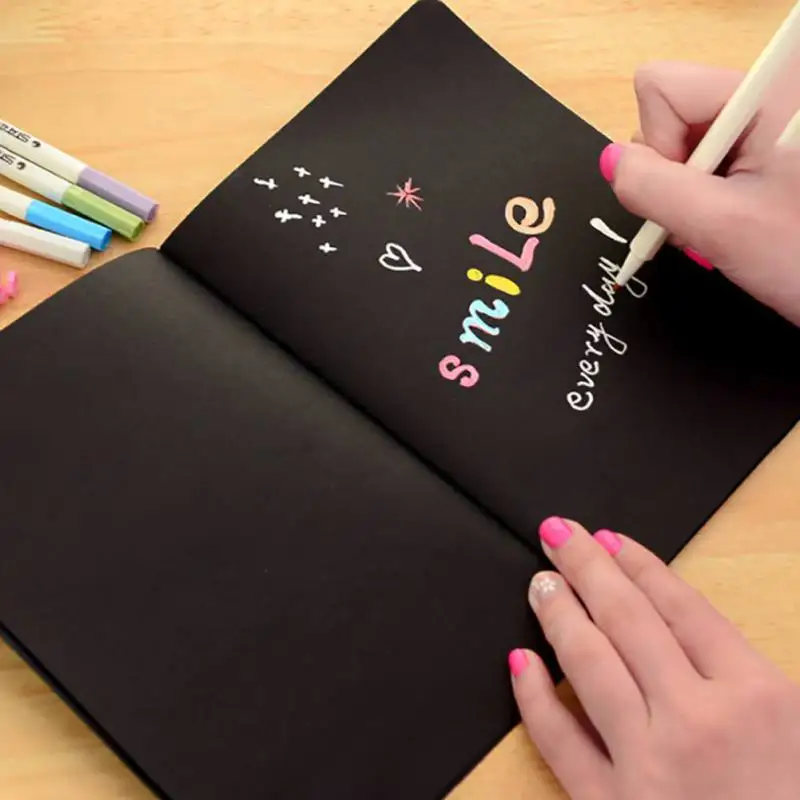 

1Pcs Sketchbook Diary for Drawing Painting Graffiti Soft Cover Black Paper Sketch Book Notebook Office School Supplies Gift New