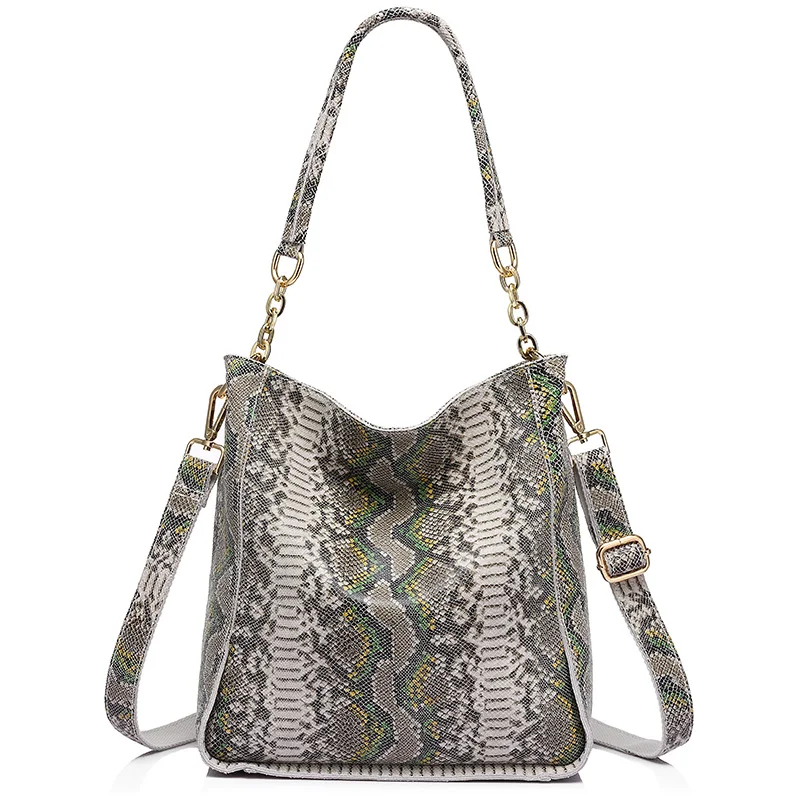 

Brand genuine leather handbag women shoulder crossbody bag female serpentine prints tote bag ladies messenger bags purse