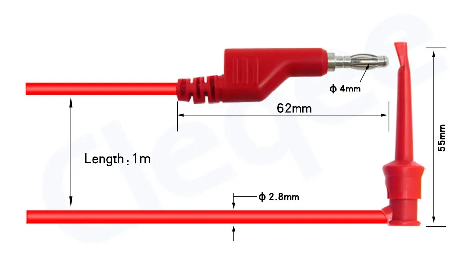 Cleqee P1045 5 шт. 4 мм стековый банановый Штепсель для тестирования зажима Тестовые провода Прочный мультиметр тестовые кабели медь 1 м