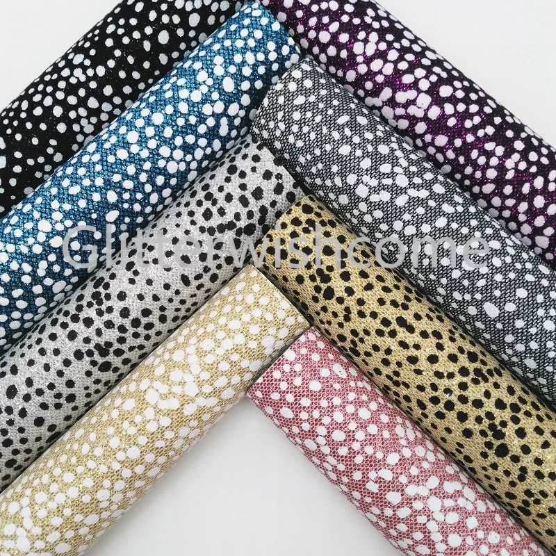 

Glitterwishcome 21X29CM A4 Size Vinyl For Bows Printed Dots Glitter Leather Fabirc Faux Leather Sheets for Bows, GM340B