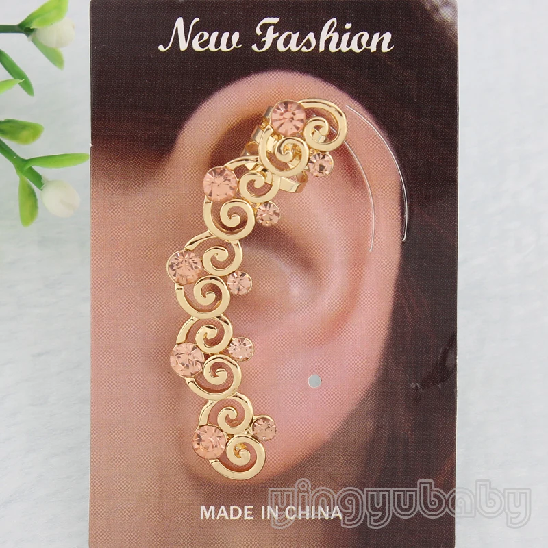 Earring post clip Ear cuff left ear heart Golden color body jewelry