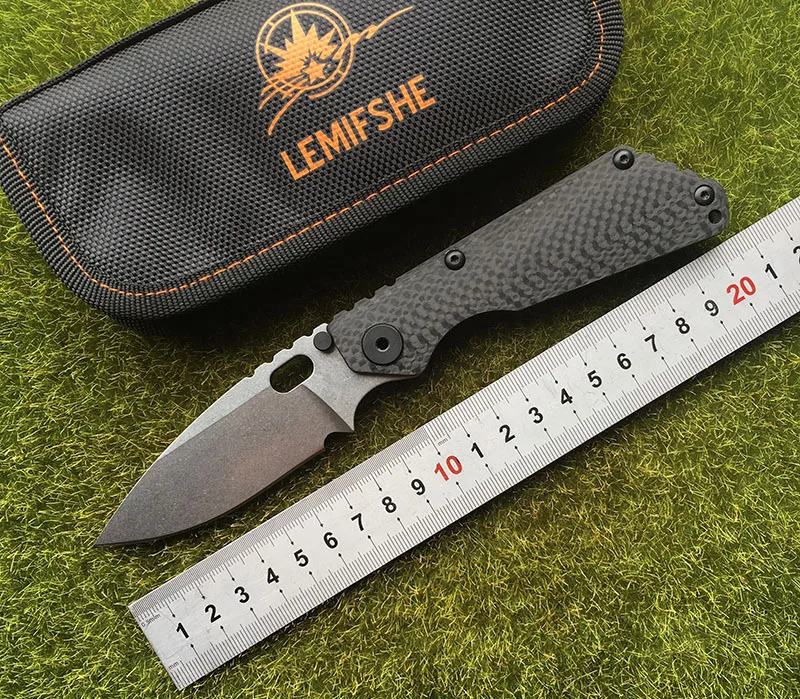 

LEMIFSHE SMG CF Folding Knife D2 blade Titanium handle Copper washer kitchen outdoors hunting utility Knives EDC Tool