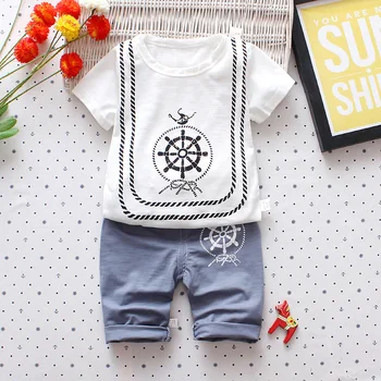 

Summer Baby Boy Adorable Cartoon Print Short Sleeve T-Shirt Tops Shorts Casual Outfits Clothes