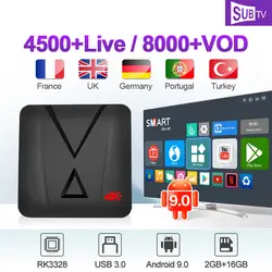 SUBTV арабский Франции IPTV 1 год товара Великобритания, Португалия MX10 Мини Android 9,0 2G + 16G USB3.0 IPTV итальянский, французский Канада IPTV Франции