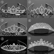 Fiesta de navidad de la boda de cumpleaños corona de cristal peine diadema niños muchacha de las mujeres eventos rhinestone Tiaras 6 tipos