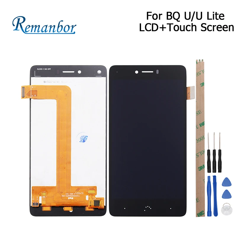 

Remanbor For BQ U U Lite LCD Display and Touch Screen 5 Inch Assembly Mobile Phone Accessory For BQ U Plus +Tools And Adhesive