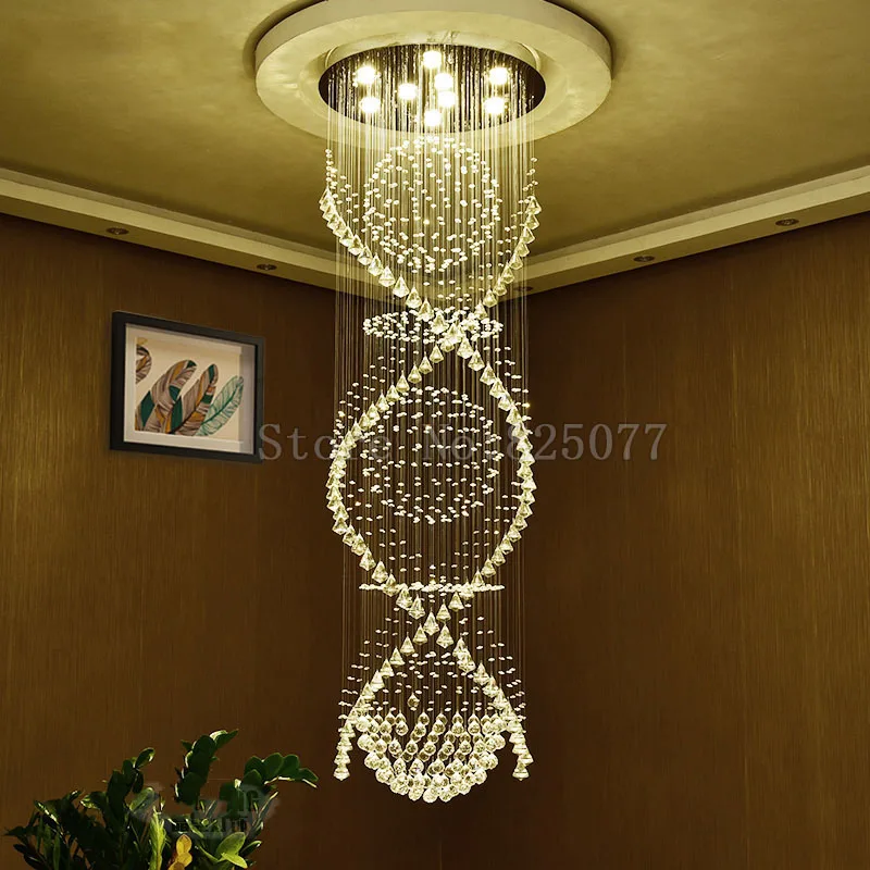 

DHL Creative crystal chandeliers Dia800*H3000mm villa duplex stairs hall led light hotel crystal chandeliers JF1299