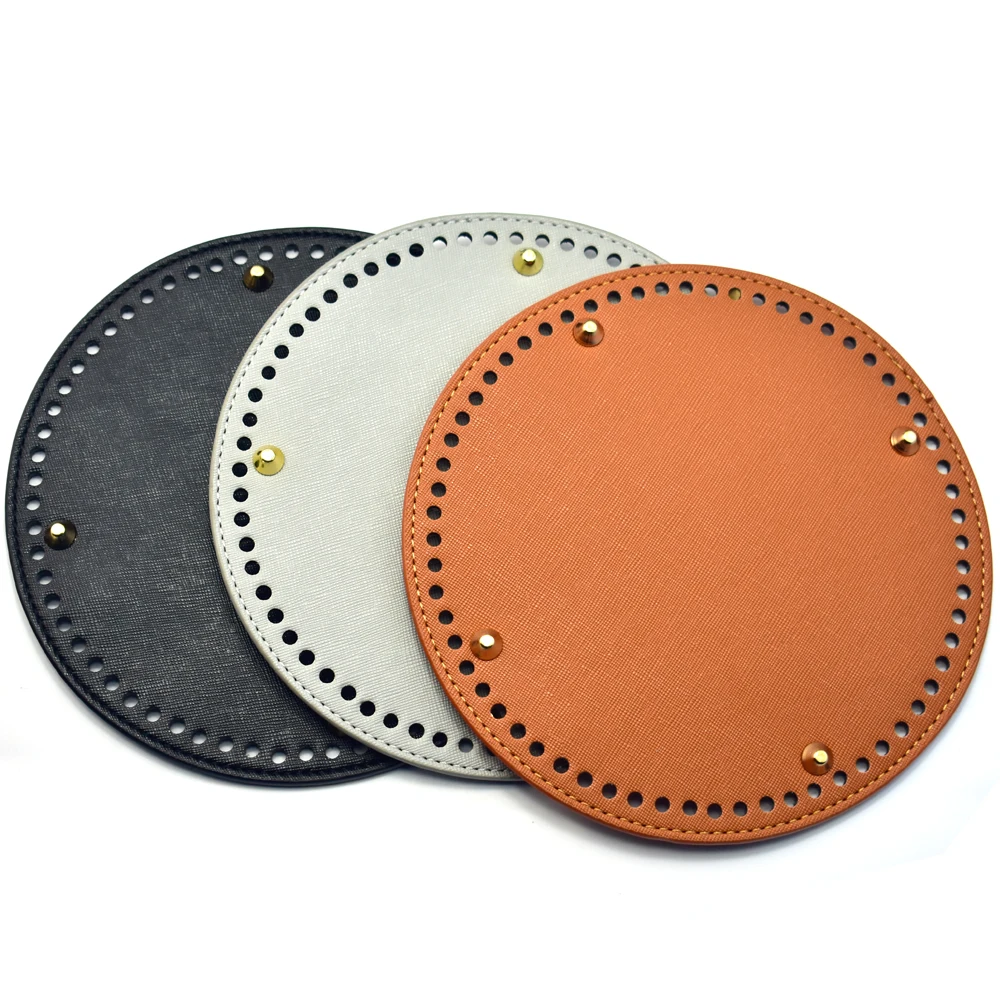 Bag Circle Bottoms with Holes and Gold Rivets Screws Leather Bottom for Handbag Shoulder Bag Handmade DIY Accessories 19*19cm 10 50pcs 5 colors 1 oval shape rainbow color grommet eyelets for handbag with screws pures and bags accessories