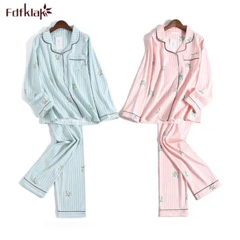 

Fdfklak Casual print pyjamas women long sleeve cotton pajama set spring autumn pajamas for women pijama mujer new pyjama femme