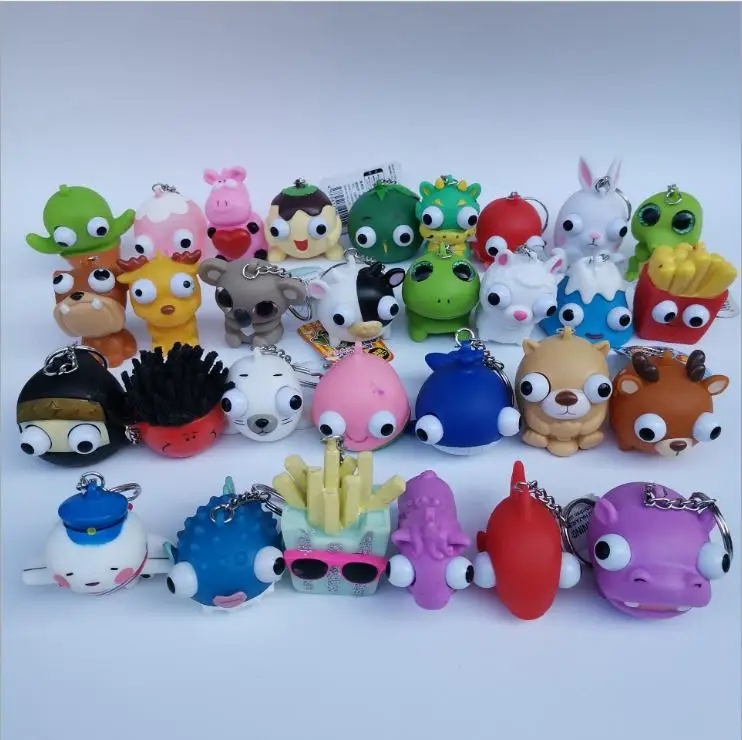 

20pcs/lot Many kind of soft monster toys with big convex eyes strange dolls cartoon action figures capsule kids toy antistress