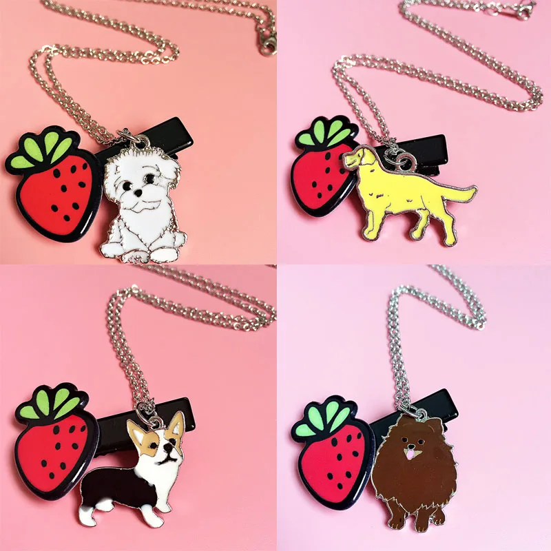 

Animal pet necklace best friends gift jewelry necklace for women pendants for lovers Bull terrier Pomeranian dogs pet bracelet