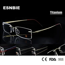 ESNBIE квадратные безрамные очки для мужчин, титановые очки без оправы с эффектом памяти, 7 цветов, доступные очки по рецепту