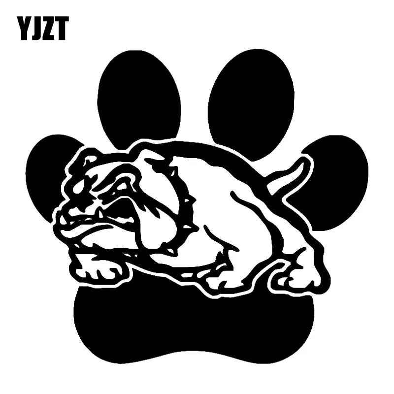 YJZT 15.2CM*13.9CM Bulldog Pets Dog Paw Bull Vinyl Car Decal Sticker Decor Black/Silver C10