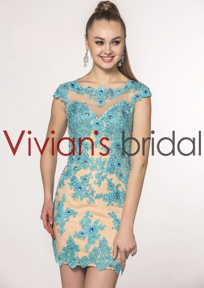 Free Shipping Sexy Open Back Women's Party Dress Mini Sheath Boat Neck Beaded Prom Short 2015 With Appliques AN016 | Свадьбы и
