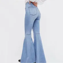 Осенние новые большие роговые джинсы брюки женские Ретро Европейский/американский стиль джинсовые расклешенные брюки женские модные повседневные ковбойские брюки