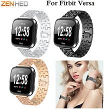Ремешок для Fitbit Versa часы браслет Наручные пять бусин пять рядов горный хрусталь инкрустированные ремень для часов Роскошная Замена
