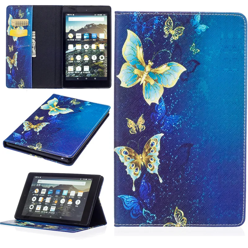Butterfly Owl Bear Cartoon PU Leather Flip Stand Cover Cases For Amazon Kindle Fire HD 8 HD8 2016 8.0 inch Tablet Case Fundas