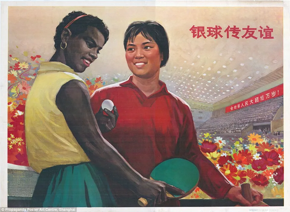 

Arguably Friendship Table Tennis China-Africa Vintage Retro Kraft Decorative Poster DIY Wall Canvas Sticker Home Posters Decor G