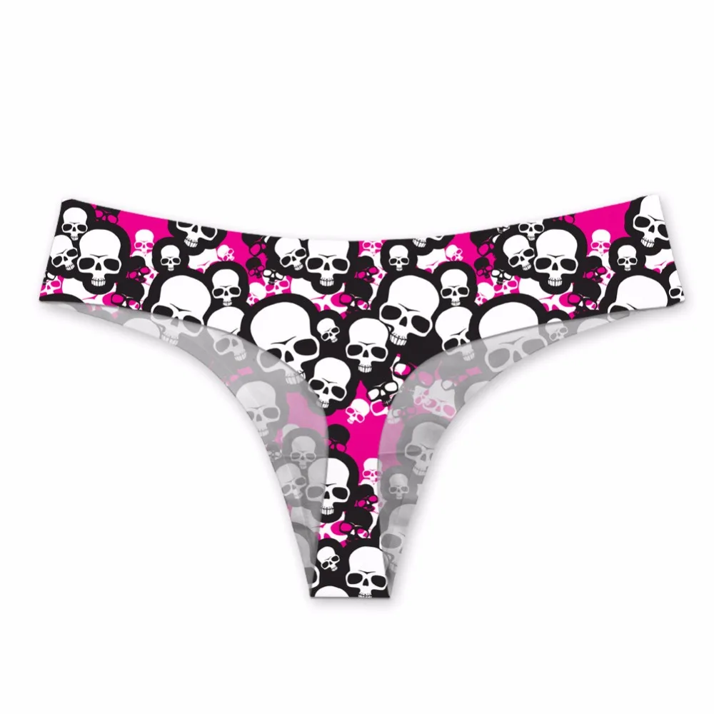 NoisyDesigns Cool Skull Woman Sexy Ultra-thin Briefs Seamless Panties G String Printed g string for Women Lady S-ML |