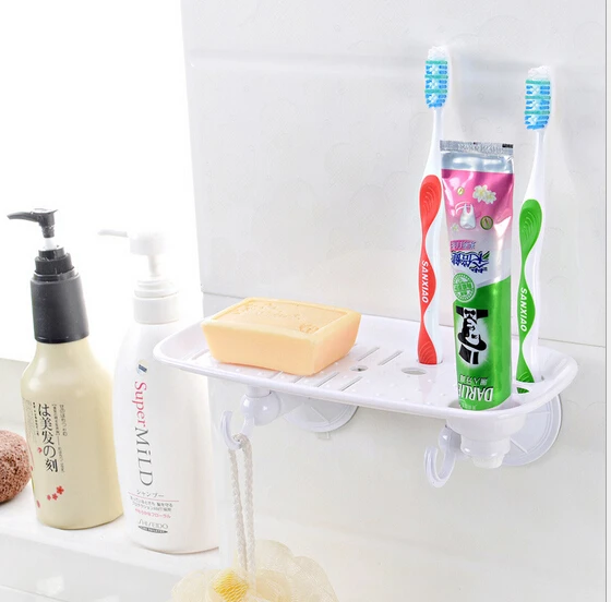 Free Shiping Suction Cup Wall Mounted Soap Holder And Toothbrush Rack