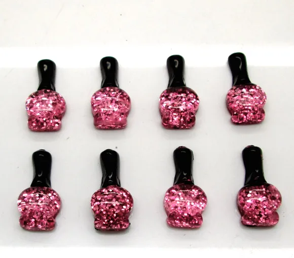

30Pc Dark Pink Resin Nail Polish Bead Decoration Crafts Flatback Cabochon Scrapbooking Fit Phone Embellishments Diy Accessories