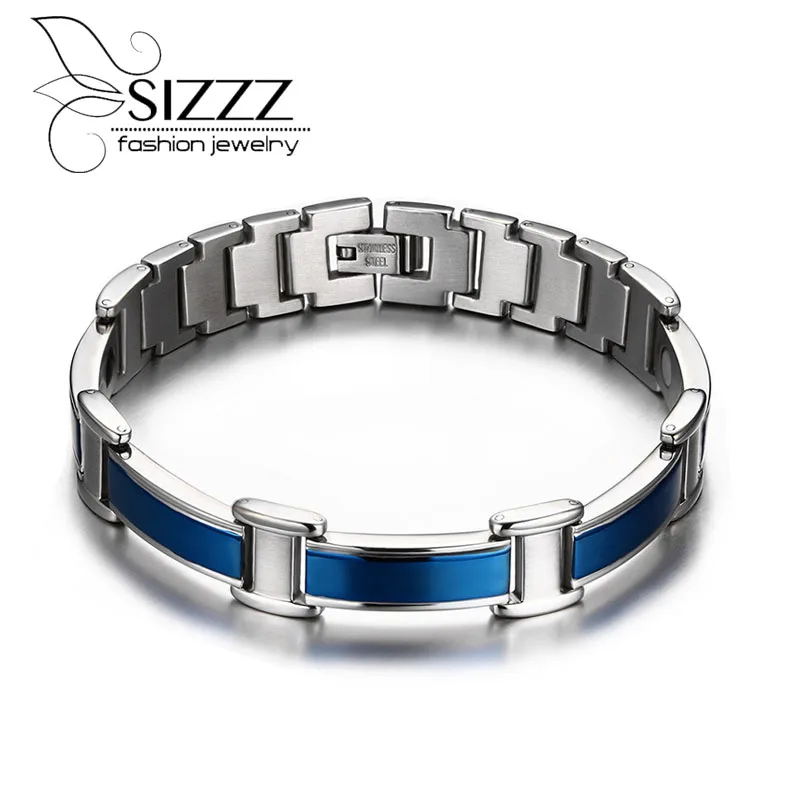 

Mens Titanium 4in 1 Bio Nagetive Ion Germanium Magnet Hologram Energy Power Magnetic Health Bracelet Bangle Balance Therapy