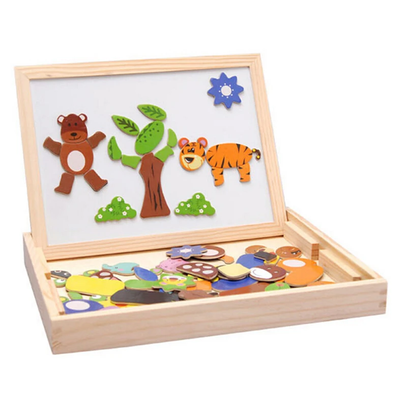 

Wooden Magnetic Puzzle Toys Children 3D Puzzle Figure/ Animals/ Vehicle/ Circus Drawing Board Learning Educational Toys
