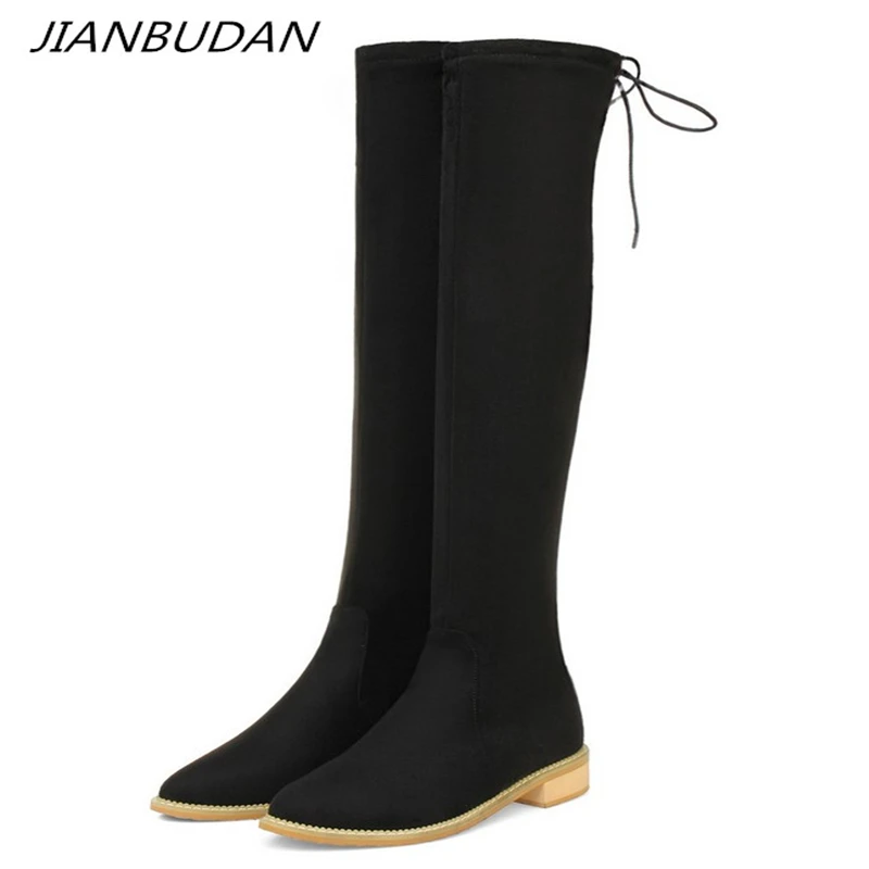 

JIANBUDAN/ Flat heel thigh-high boots Women's fashion sexy thigh high boots Suede knee-high boots women's Autumn winter shoes