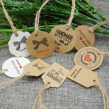 

wholesale new handmade with love kraft gift swing tag 500pcs +500pcs string happy birthday my princess /prince gift display tag