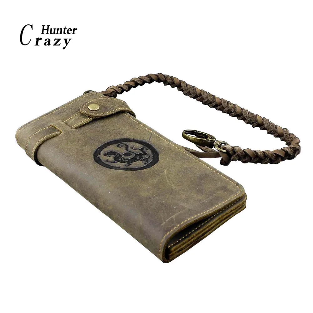Мужской Длинный кошелек в байкерском стиле с цепочкой на ремне|wallet purse|long walletleather
