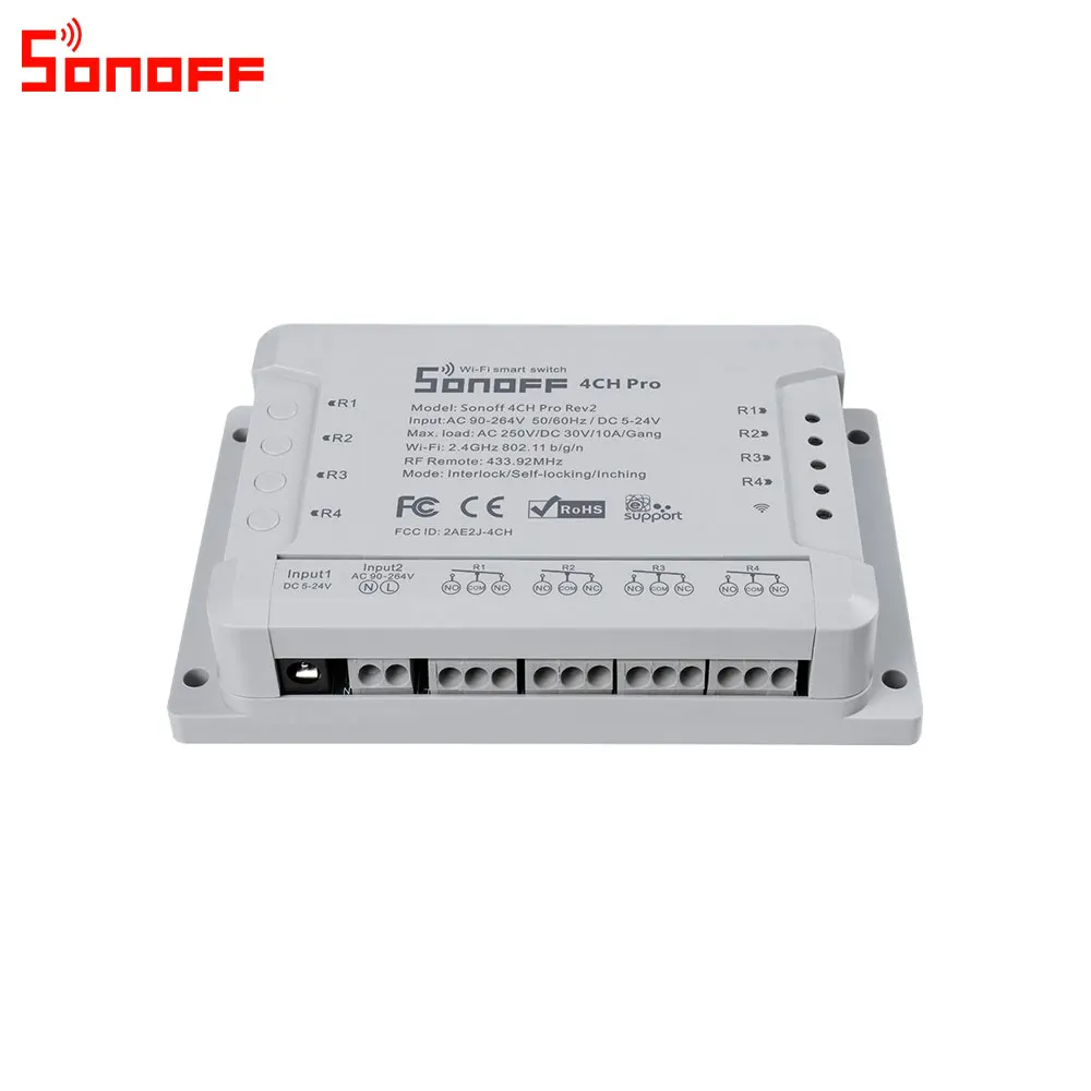Itead Sonoff 4CH Pro R2 Wifi переключатель 4 канальный встроенный самоблокирующийся