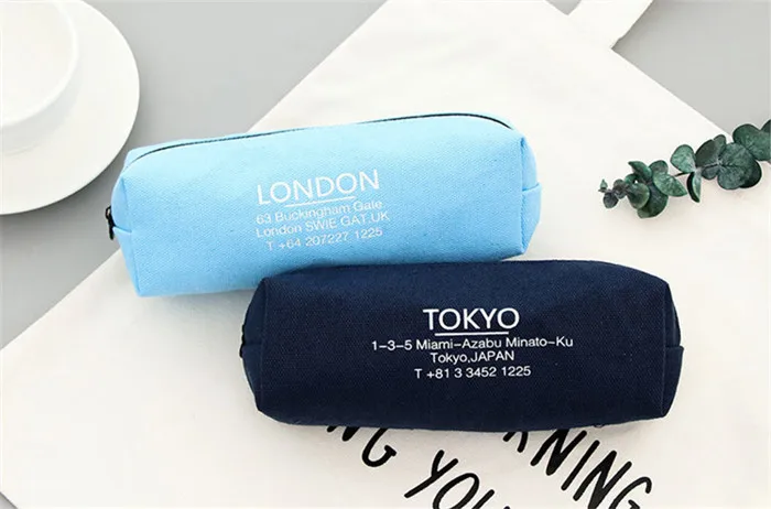 Kawaii London Paris Tokyo Denim Pencil Case Storage Organizer Pencilcase Pen Pouch School Supply Stationery Cosmetic Makeup Bag (9)