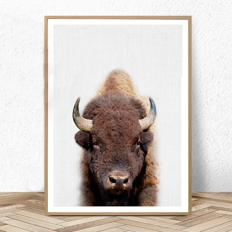 

Buffalo Print Bison Photo Nursery Animal Wall Art Canvas Painting Anime Poster Modern Pictures Kids Boys Bedroom Decoration