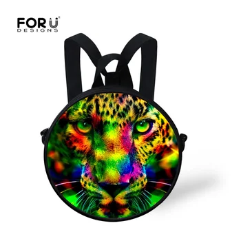

Unique Kids School Backpacks Cool Zoo Animal Leopard Tiger Head Backpack Small Round Little Boys School Bags Mochila infantil