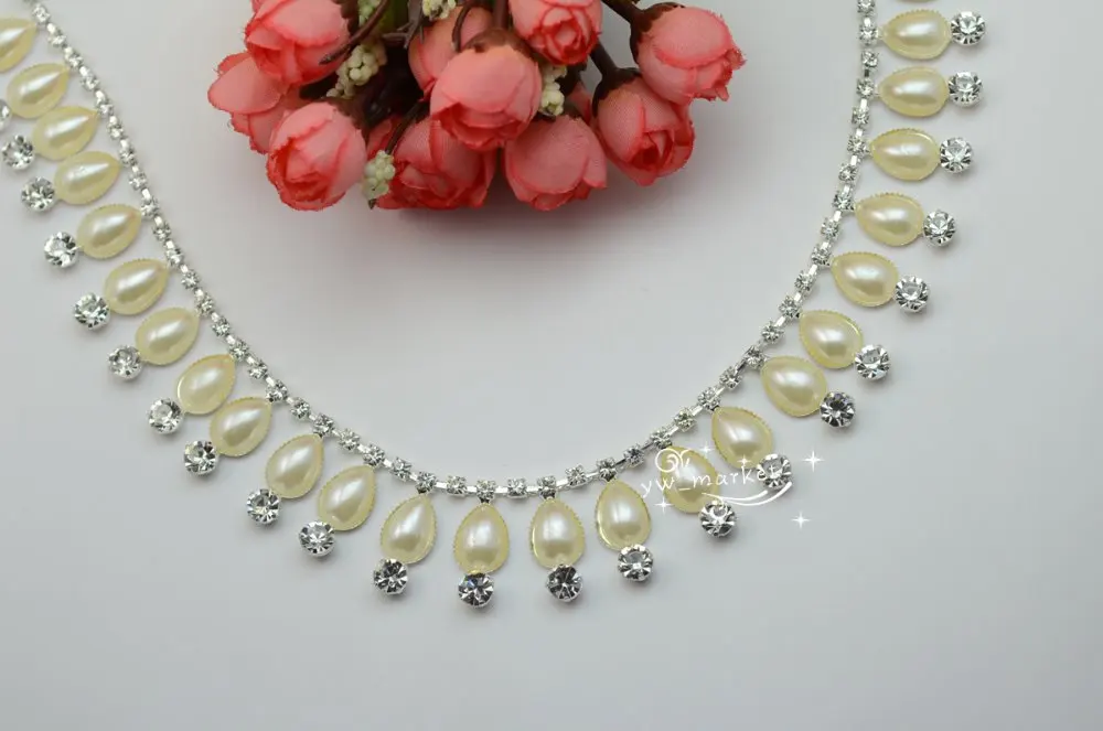 1 quintal prata pérolas rhinestone applique traje trims costura DIY D2730
