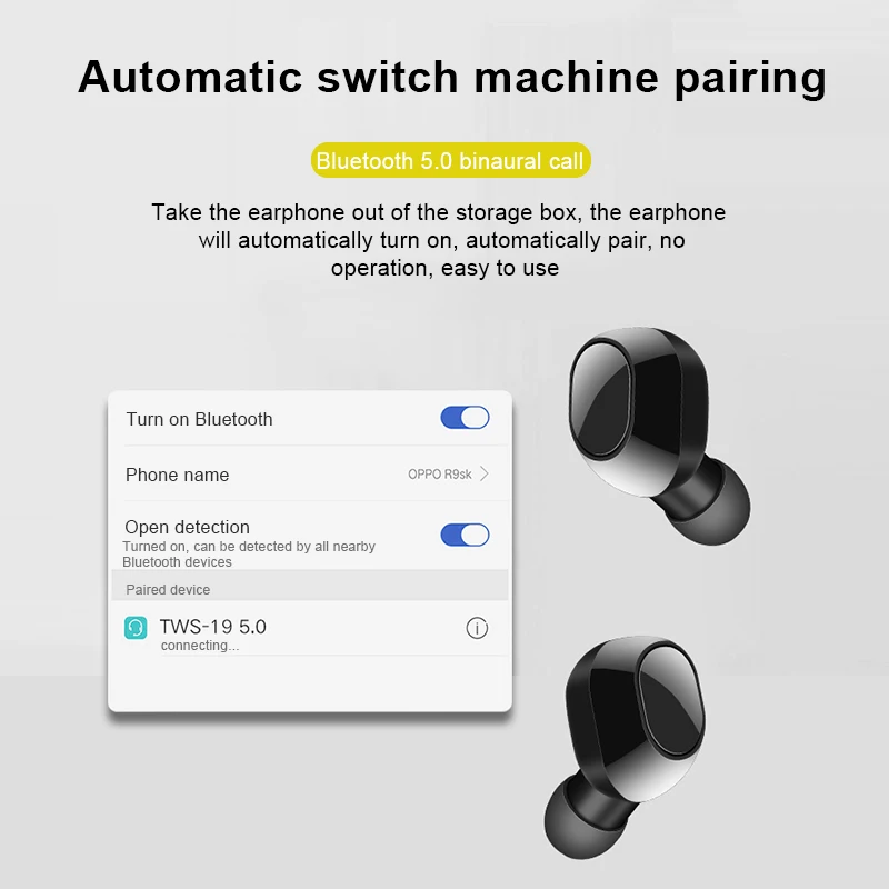 Nasin TWS19 настоящие беспроводные Bluetooth наушники мини стерео наушники Bluetooth 5,0 гарнитура с зарядным устройством для xiaomi huawei