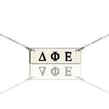 Personalizado Collar de Barra de Bar Personalizado Collar Inicial Collar Nombre Griego Hermandad Encanto Sorority Regalos de plata de ley 925