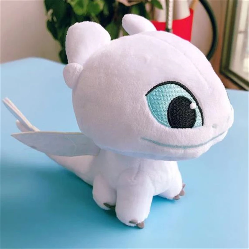

Anime How to Train Your Dragon3: The Hidden World Light Fury White Dragon Plush Doll Children Kids 22cm Toys Collection New 2019