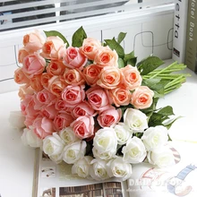 20 шт./лот!, настоящие фетровые цветы, силиконовые цветы, искусственные розы, латексные розы, свадебные декоративные цветы