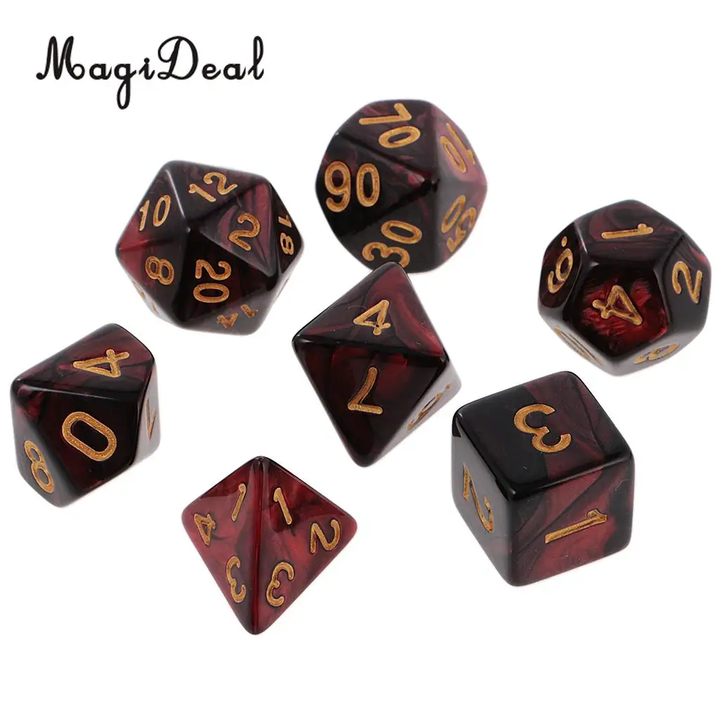 MagiDeal 7Pcs/Lot Acrylic Polyhedral Dice 16mm for Dungeons and Dragons Table Games Family Party Club Bar Funny Toys 6 Colors