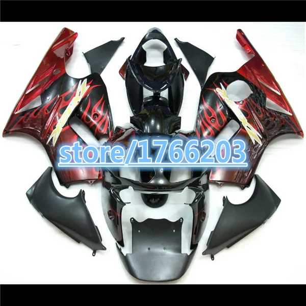 

Fairing kit for KAWASAKI Ninja ZX12R 02 03 04 zx12r Fairing parts ZX 12R 2002 2003 2004 Red flames black ABS Fairings set