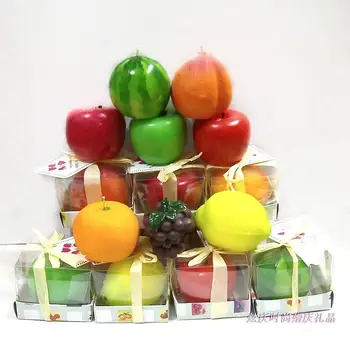 

Home Decor Candles Simulation Creative Birthday Colorful Apple watermelon lemon grape Fruit Candle